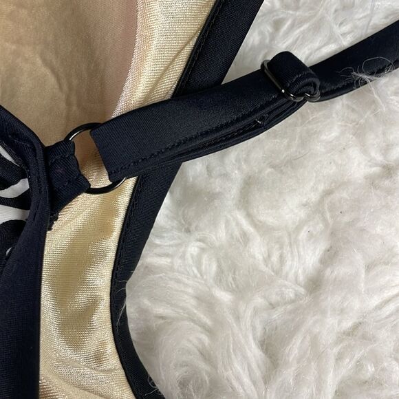 Maxine Of Hollywood One Piece Black&White Overlay Side Knot Bathing Suit Sz 16 - Picture 12 of 13